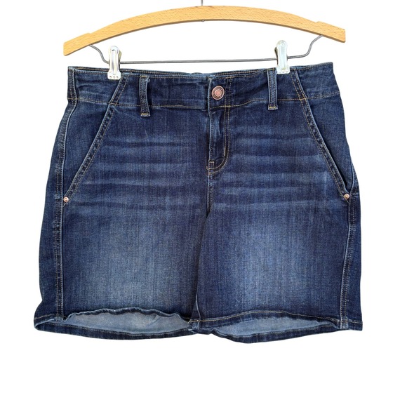 Maurices Pants - Maurices Womens Dark Wash Denim Shorts Size 10 Stretch 5 Pocket Whiskered A1440